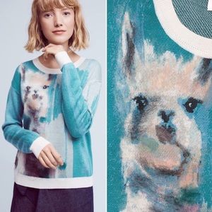 Anthropologie Llama Farm Animal Sweater Sz M NWT